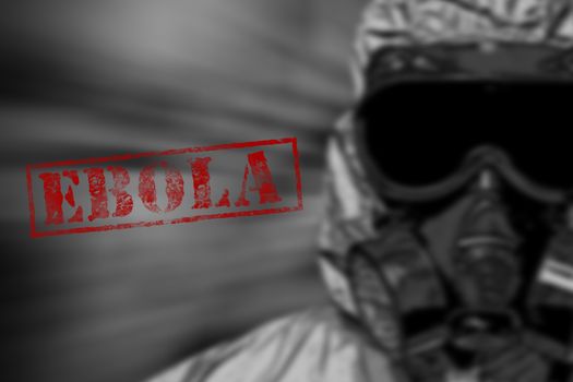 red word EBOLA on black and white background.