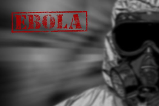red word EBOLA on black and white background, with copyspace on the left