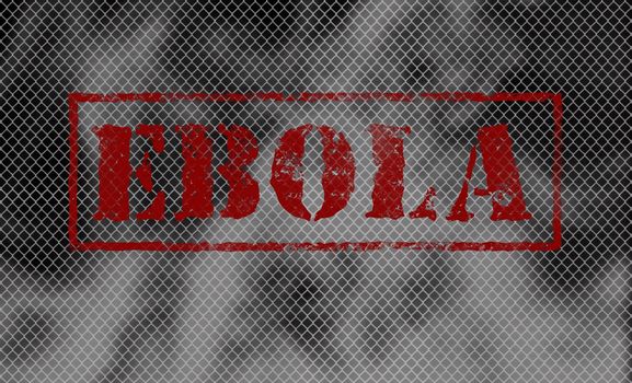 red word EBOLA on black and white background, with copyspace on the right