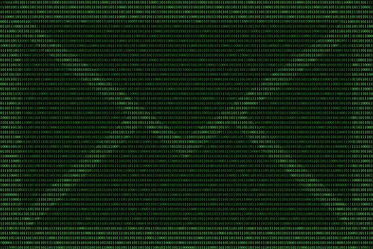 green mail abstract with the background of binary code