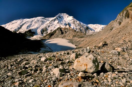 Rocky terrain on the slopes of Tien-Shan Mountains, Kyrgyzstan