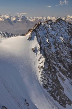 Scenic view of glacier in Ala Archa national park in Tian Shan mountain range in Kyrgyzstan