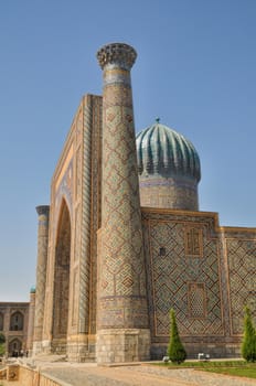 Beautifully decorated mosque in Samarkand, Uzbekistan