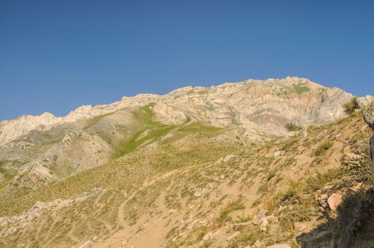 Scenic view of Tian Shan mountain range near Chimgan  in Uzbekistan