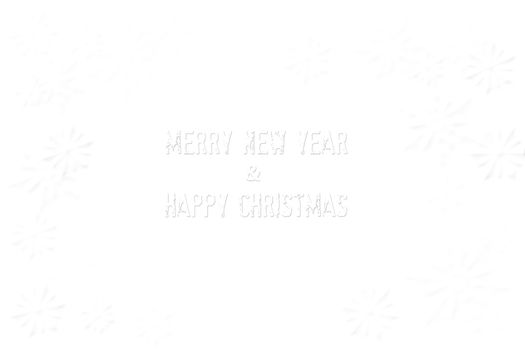 Happy Christmas &amp;  Merry New Year  isolated on white and snowflaHappy Christmas &amp;  Merry New Year  isolated on white and snowflakes