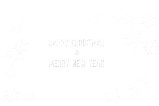 Happy Christmas &  Merry New Year  isolated on white and snowflakes background.