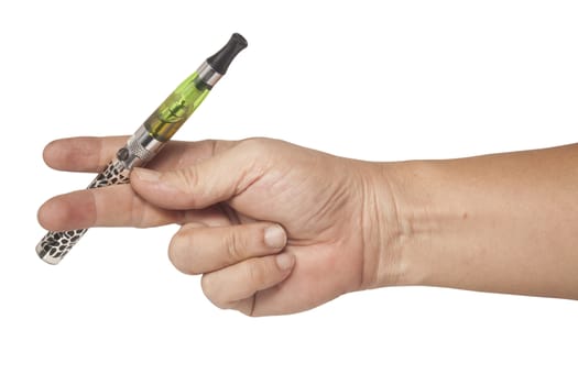 Electronic Cigarette in hand on isolate