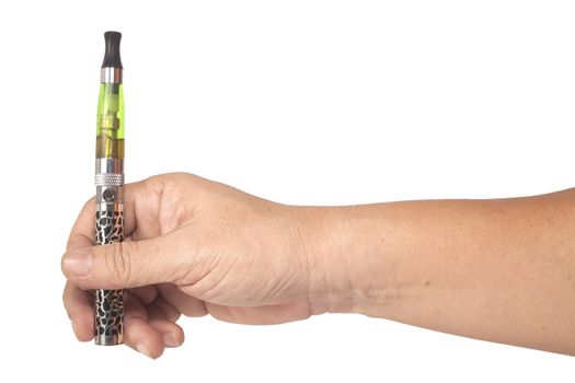 electronic Cigarette in hand on isolate