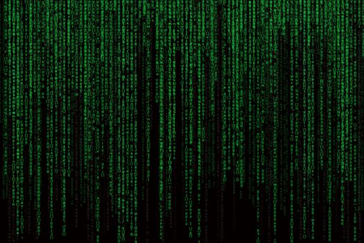 Matrix background with the green symbols, motion blur