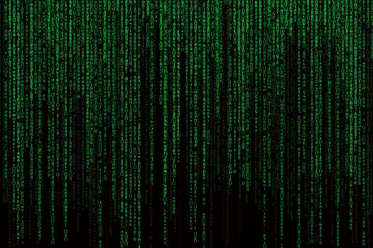 Matrix background with the green symbols, motion blur