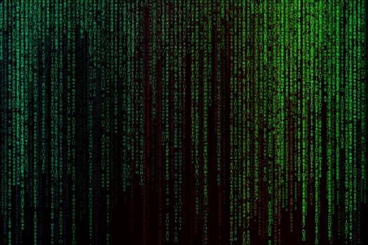 Matrix background with the green symbols, motion blur