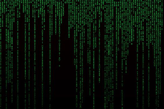 Matrix background with the green symbols, motion blur