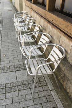 Many chairs for waiting others shopping beside the store outdoor