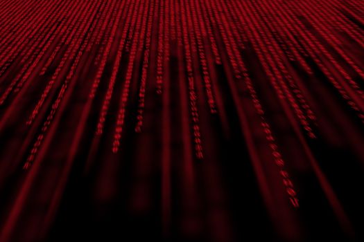 red matrix background, with motion blur, isolated on black background, perspective.
