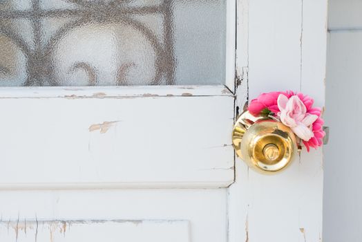 Flowers wrapped around the door knob vintage style