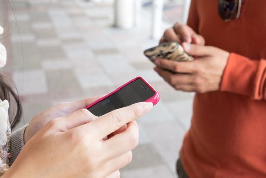 People are using phone to find directions during the tour