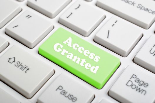 Green access granted key on keyboard