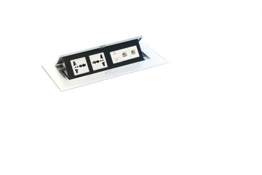 Plug Socket on the office table that can be hidden or open up when using isolated background