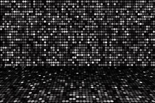 black and white dots stage background, perspective