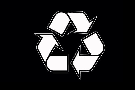 white recycle icon isolated on black background