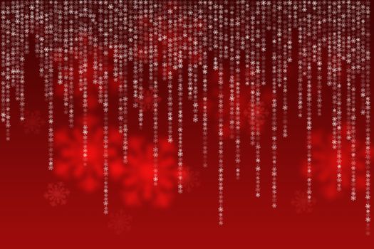 red christmas background with falling snowflakes.