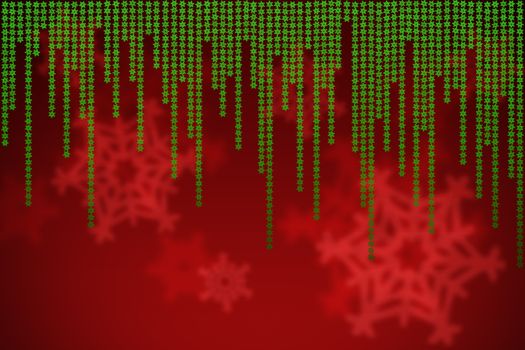 red christmas background with falling snowflakes.