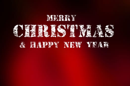 MERRY CHRISTMAS AND HAPPY NEW YEAR white grungy on red background, copyspace on the left