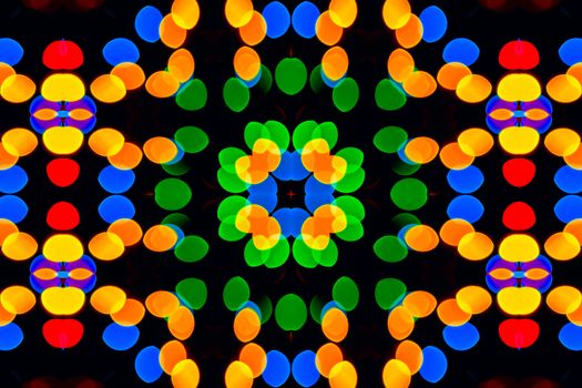 kaleidoscopic patterns of colored blur of electric garlands