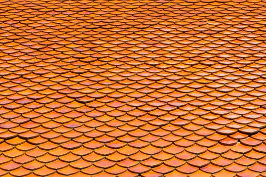 Orange roof tiles of Thai temple.