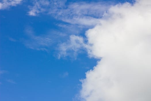 clouds like human smiling face in the wonderful blue sky used as background