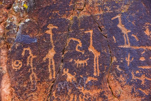 Water birds and other symbols in Sinaguan Style petroglyph