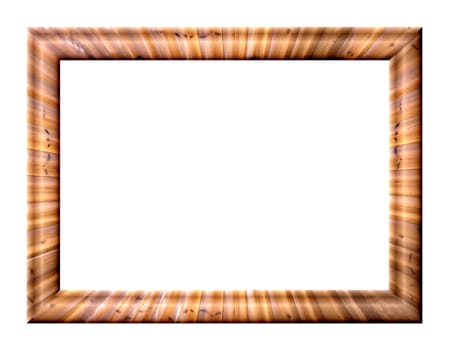 Rectangular blank photo frame with wood texture yellow-brown tone on a white background
