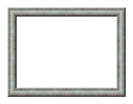 Rectangular empty picture frame with a mesh texture on white background