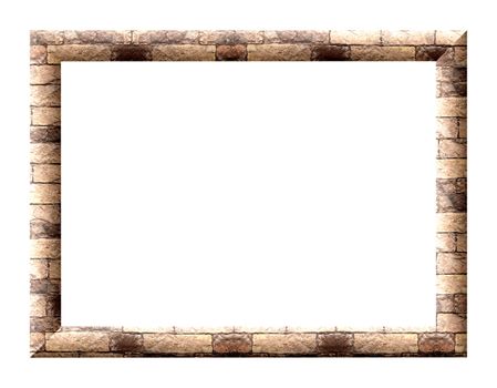 Rectangular picture frame with a textured finish building stone on a white background
