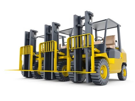 modern forklift isolated on white background