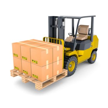 modern forklift isolated on white background