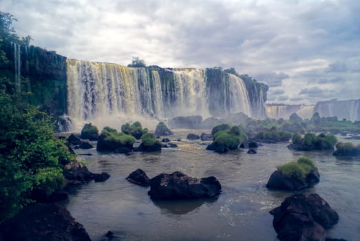 Dramatic view of Iguazu waterfalls in Argentina              