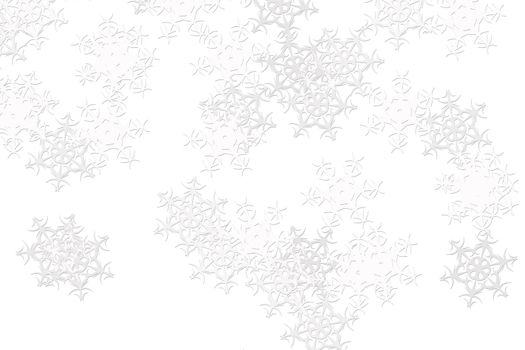 white background with blurred white snowflakes, with shadow
