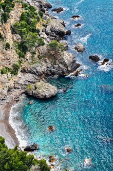 Rocks on the Amalfi coast, Gulf Naples, Italy