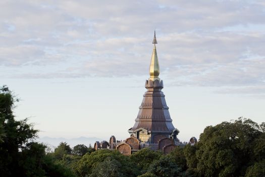 A beautiful pagoda on top of the mountain, Thailand.