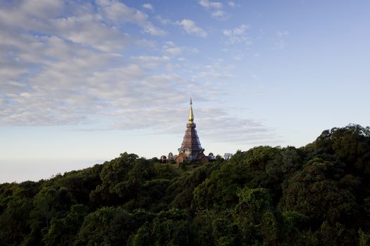 A beautiful pagoda on top of the mountain, Thailand.