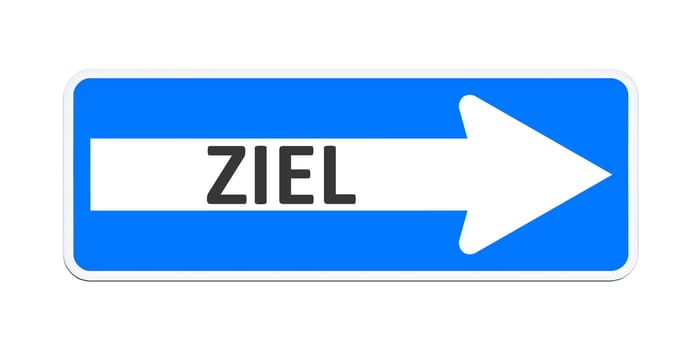 An image of a german one way sign with the word goal in german language