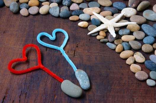 Colourful, harmony Valentine background, amazing style, heart on pebble , I love you message on stone, wooden, red color, Valentine day on Feb 14 is the day for couple, they give lovely gift for lover