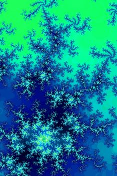 Fractal background image with glowing green colors.