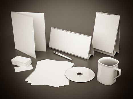 Corporate identity template on a beautiful gray background. black and white