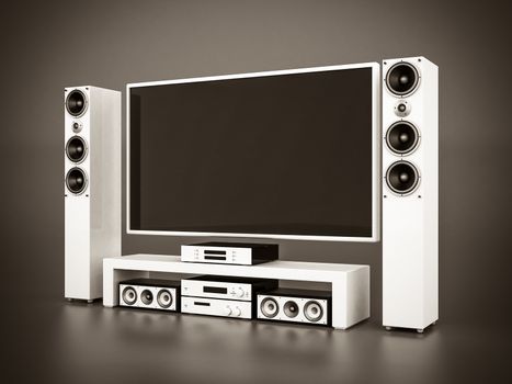 modern home theater on a gray background. black and white