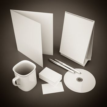 Corporate identity template on a beautiful gray background. black and white