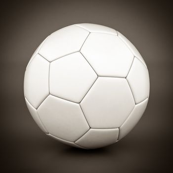 Picture a soccer ball on gray background. black and white