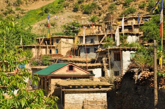 Picturesque old village in Dolpo region in Nepal