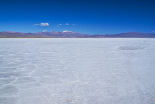 Scenic view of salt planes Salina Grandes in Argentina